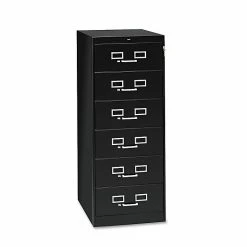 Tennsco Media File Cabinet, 6-Drawer, Black, 52"H X 21"W X 28"D (CF669BK)