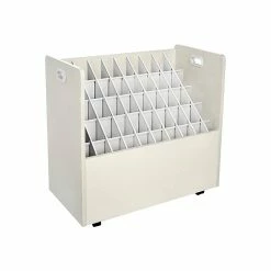 AdirOffice 50-Slot Roll File Cabinet, Mobile, White, 30", 2/Pack (626-WHI-2PK)