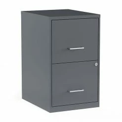 Staples 2 Drawer Vertical File Cabinet, Locking, Letter, Graphite, 18''D (14443/17783)