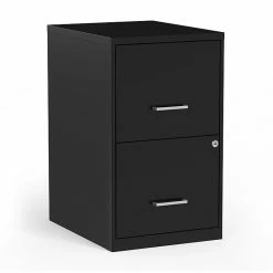 Staples 2-Drawer Light Duty Vertical File Cabinet, Locking, Letter, Black, 18"D (52149)