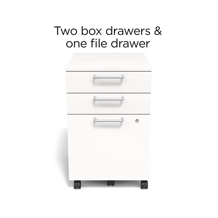 Union & Scale™ Essentials 3-Drawer Vertical File Cabinet, Mobile/Pedestal, Letter/Legal, White, 21" (UN56980) 4 Union & Scale™ Essentials 3-Drawer Vertical File Cabinet, Mobile/Pedestal, Letter/Legal, White, 21" (UN56980) - Image 2