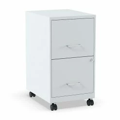 Staples 2-Drawer Light Duty Vertical File Cabinet, Locking, Letter, Gray, 18" (24363)