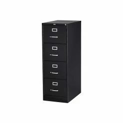 Staples 4-Drawer Vertical File Cabinet, Locking, Legal, Black, 25"D (25166D)