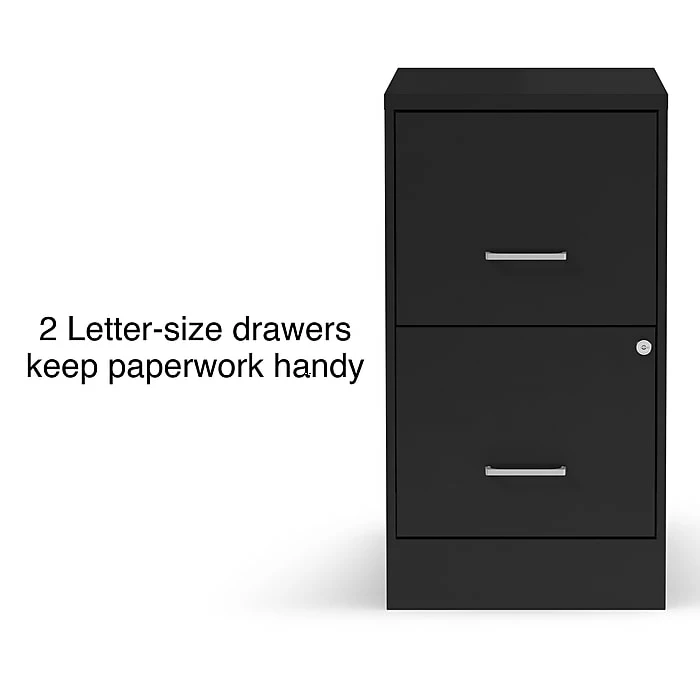 Staples 2-Drawer Light Duty Vertical File Cabinet, Locking, Letter, Black, 22"D (52153) 4 Staples 2-Drawer Light Duty Vertical File Cabinet, Locking, Letter, Black, 22"D (52153) - Image 2