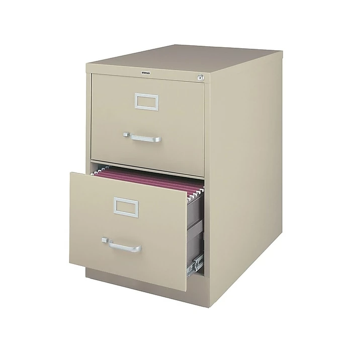 Staples 2 File Drawers Vertical File Cabinet, Locking, Putty/Beige, Legal, 26.5"D (13446D) 3 Staples 2 File Drawers Vertical File Cabinet, Locking, Putty/Beige, Legal, 26.5"D (13446D)