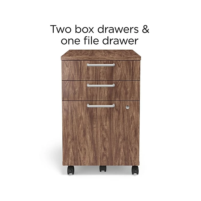 Union & Scale™ Essentials 3-Drawer Vertical File Cabinet, Mobile/Pedestal, Letter/Legal, Espresso, 21" (UN56981) 4 Union & Scale™ Essentials 3-Drawer Vertical File Cabinet, Mobile/Pedestal, Letter/Legal, Espresso, 21" (UN56981) - Image 2