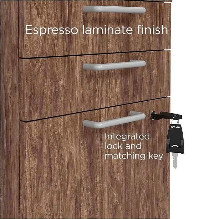 Union & Scale™ Essentials 3-Drawer Vertical File Cabinet, Mobile/Pedestal, Letter/Legal, Espresso, 21" (UN56981) 7 Union & Scale™ Essentials 3-Drawer Vertical File Cabinet, Mobile/Pedestal, Letter/Legal, Espresso, 21" (UN56981) - Image 5