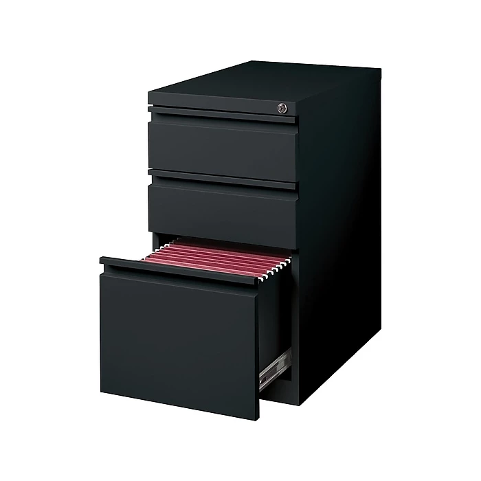 Staples 3-Drawer Vertical File Cabinet, Locking, Letter, Black, 19.88"D (24874D) 3 Staples 3-Drawer Vertical File Cabinet, Locking, Letter, Black, 19.88"D (24874D)