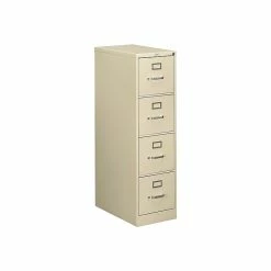 HON 510 Series 4-Drawer Vertical File Cabinet, Locking, Letter, Putty/Beige, 25"D (HON514PL)