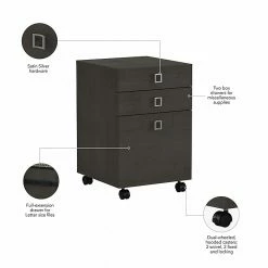 Office By Kathy Ireland® Echo 3-Drawer Vertical File Cabinet, Mobile, Letter, Charcoal Maple, 16" (KI60301-03) -File Cabinets Shop unnamed file 2154