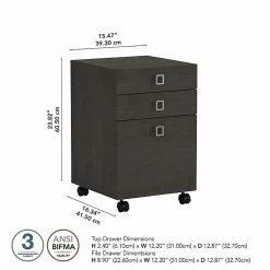 Office By Kathy Ireland® Echo 3-Drawer Vertical File Cabinet, Mobile, Letter, Charcoal Maple, 16" (KI60301-03) -File Cabinets Shop unnamed file 2155
