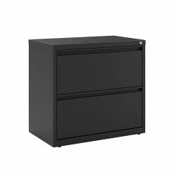 Staples Commercial 2 File Drawer Lateral File Cabinet, Assembled, Black, Letter/Legal, 30"W (20068D)