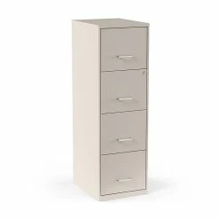 Staples 4-Drawer Light Duty Vertical File Cabinet, Locking, Letter, Putty, 18"D (52147)