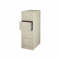 Staples 4-Drawer Vertical File Cabinet, Locking, Legal, Putty/Beige, 25"D (25165D)