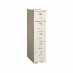 Staples Commercial 5 File Drawer Vertical File Cabinet, Locking, Putty/Beige, Letter, 26.5"D (20069D)