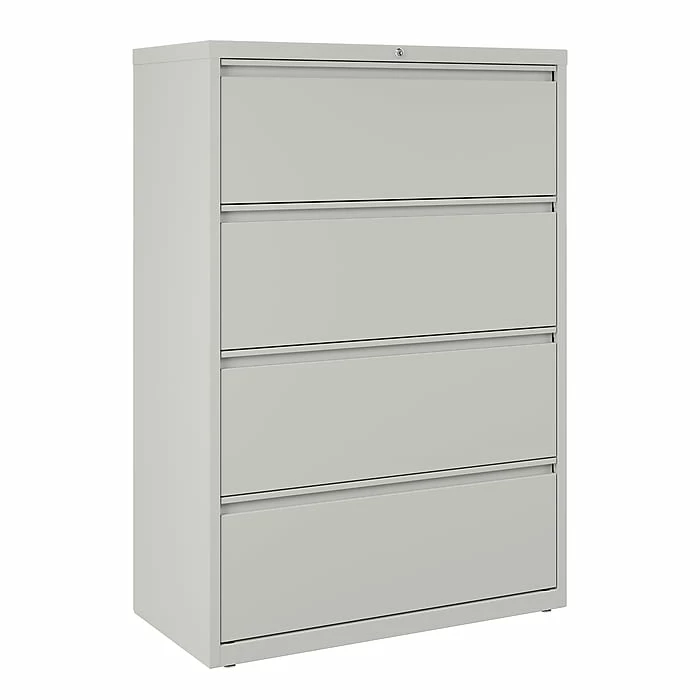Staples 4-Drawer Lateral File Cabinet, Locking, Letter/Legal, Gray, 36"W (20299D) 3 Staples 4-Drawer Lateral File Cabinet, Locking, Letter/Legal, Gray, 36"W (20299D)