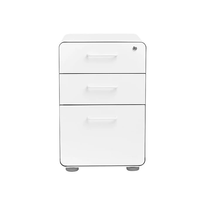 Poppin Stow 3-Drawer Vertical File Cabinet, Mobile/Pedestal, White, Letter/Legal, 20"D (100425) 3 Poppin Stow 3-Drawer Vertical File Cabinet, Mobile/Pedestal, White, Letter/Legal, 20"D (100425)