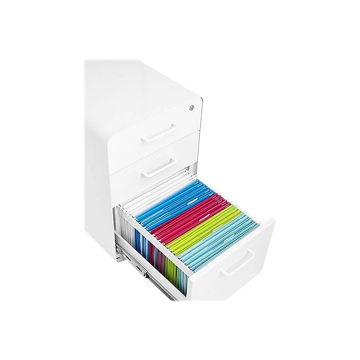 Poppin Stow 3-Drawer Vertical File Cabinet, Mobile/Pedestal, White, Letter/Legal, 20"D (100425) 9 Poppin Stow 3-Drawer Vertical File Cabinet, Mobile/Pedestal, White, Letter/Legal, 20"D (100425) - Image 7