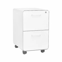 Poppin Stow 2-Drawer Vertical File Cabinet, Locking, Letter/Legal, White, 20"D (100914)
