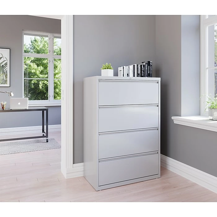 Staples 4-Drawer Lateral File Cabinet, Locking, Letter/Legal, Gray, 36"W (20299D) 8 Staples 4-Drawer Lateral File Cabinet, Locking, Letter/Legal, Gray, 36"W (20299D) - Image 6