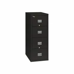 FireKing Patriot 4-Drawer Vertical File Cabinet, Fire Resistant, Letter/Legal, Black, 25"D (4P1825-CBL)