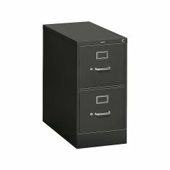 HON 310 Series 2-Drawer Vertical File Cabinet, Locking, Letter, Black, 26.5"D (HON312PP)