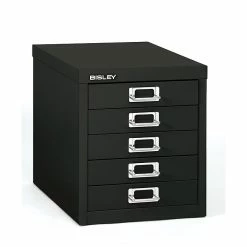 Bisley® 5-Drawer Steel Desktop Multidrawer Storage Cabinet, Black (MD5-BK)