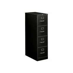 HON 310 Series 4-Drawer Vertical File Cabinet, Locking, Letter, Black, 26.5"D (H314.P.P)