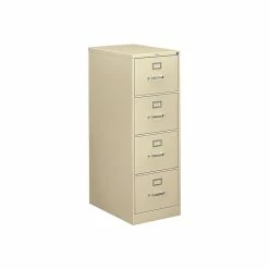 HON 310 Series 4-Drawer Vertical File Cabinet, Locking, Legal, Putty/Beige, 26.5"D (H314C.P.L)