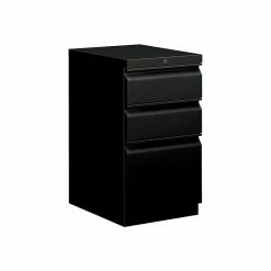 HON Brigade 3-Drawer Vertical File Cabinet, Mobile/Pedestal, Letter, Black, 22.88"D (HON33723RP)