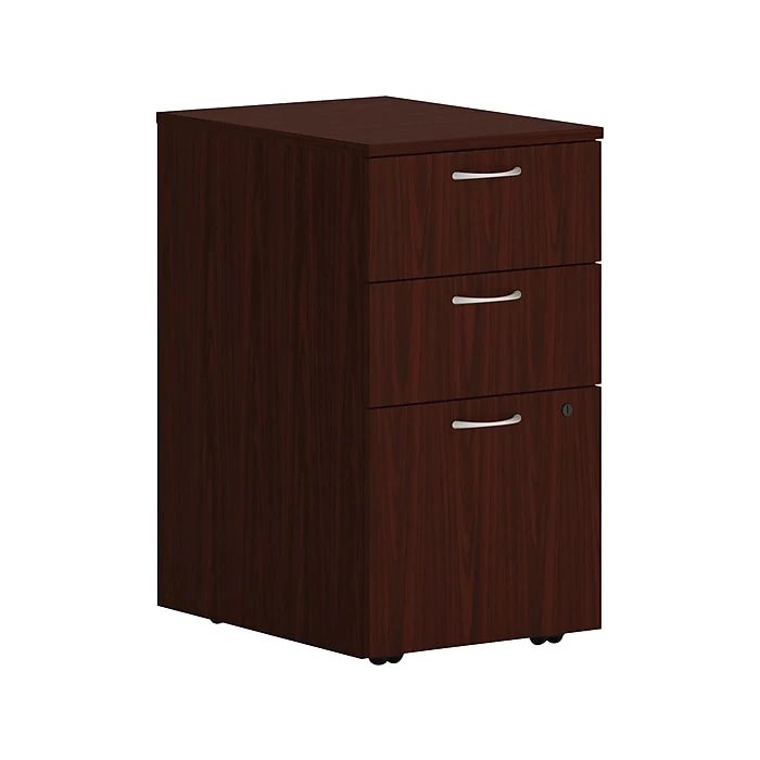 HON Mod 3-Drawer Vertical File Cabinet, Mobile Pedestal, Letter/Legal, Traditional Mahogany, 20" (HLPLPMBBF.LTM1) 3 HON Mod 3-Drawer Vertical File Cabinet, Mobile Pedestal, Letter/Legal, Traditional Mahogany, 20" (HLPLPMBBF.LTM1)