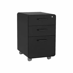 Poppin Stow 3-Drawer Vertical File Cabinet, Locking, Letter/Legal, Black, 20"D (101390)