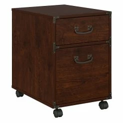 Office By Kathy Ireland® Ironworks 2 Drawer Mobile File Cabinet, Coastal Cherry (KI50202-03)
