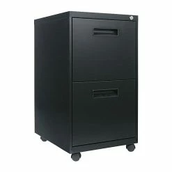 Alera® 2-Drawer Mobile Pedestal File Cabinet With Recessed Pulls, Black, Legal (PA542820BL)