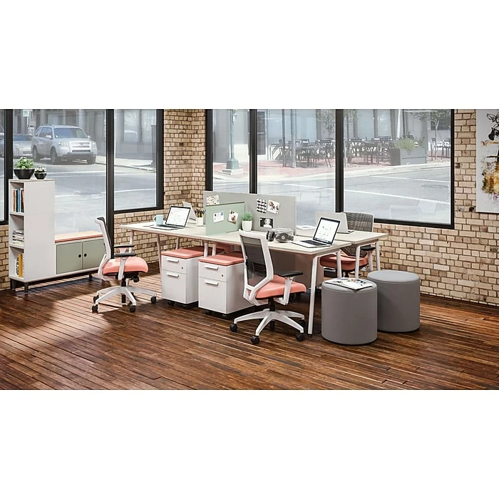 Union & Scale™ Lewis™ 2-Drawer Mobile Pedestal, Letter/Legal Size, Salmon (UN55952) 4 Union & Scale™ Lewis™ 2-Drawer Mobile Pedestal, Letter/Legal Size, Salmon (UN55952) - Image 2