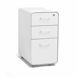 Poppin White Slim Stow 3-Drawer Vertical File Cabinet, White (104667)