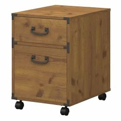 Kathy Ireland® Home By Bush Furniture Ironworks 2 Drawer Mobile File Cabinet, Vintage Golden Pine (KI50102-03)