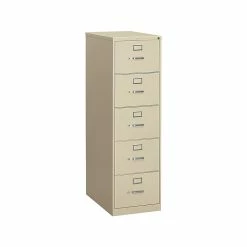 HON 310 Series 5-Drawer Vertical File Cabinet, Locking, Legal, Putty/Beige, 26.5"D (H315C.P.L)