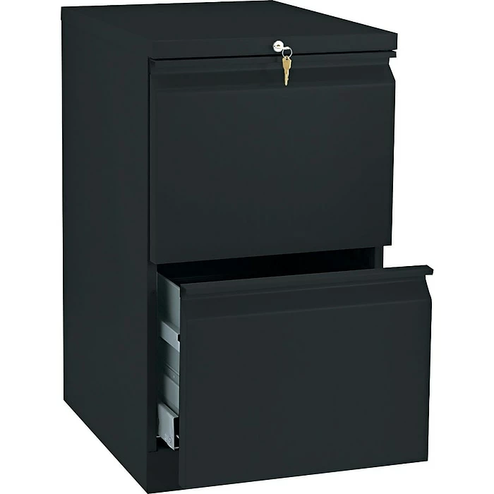 HON Brigade™ Series Vertical Mobile File Cabinet With "R" Pull, Letter, 2-Drawer, Black, 20"D 3 HON Brigade™ Series Vertical Mobile File Cabinet With "R" Pull, Letter, 2-Drawer, Black, 20"D