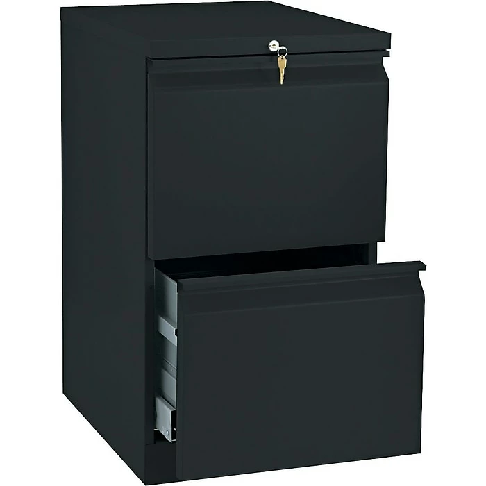 HON Brigade™ Series Vertical Mobile File Cabinet With "R" Pull, Letter, 2-Drawer, Black, 20"D 5 HON Brigade™ Series Vertical Mobile File Cabinet With "R" Pull, Letter, 2-Drawer, Black, 20"D - Image 3