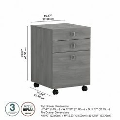 Office By Kathy Ireland® Echo 3-Drawer Vertical File Cabinet, Mobile, Letter, Modern Gray, 16" (KI60401-03) -File Cabinets Shop unnamed file 2527