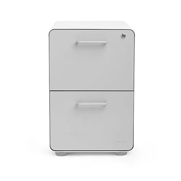 Poppin, Stow 2-Drawer File Cabinet, White + Light Gray (101834) 3 Poppin, Stow 2-Drawer File Cabinet, White + Light Gray (101834)