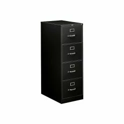 HON 310 Series 4-Drawer Vertical File Cabinet, Locking, Legal, Black, 26.5"D (HON314CPP)
