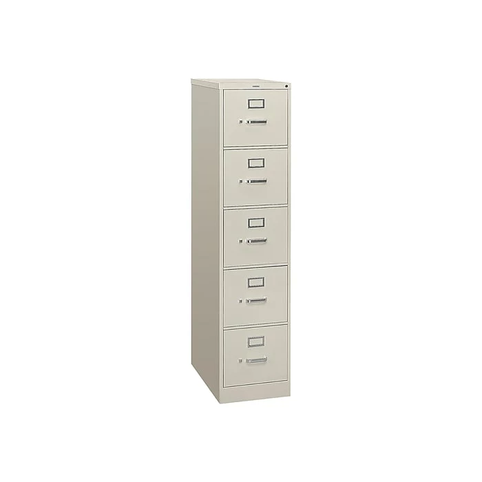 HON 310 Series 5-Drawer Vertical File Cabinet, Locking, Letter, Putty/Beige, 26.5"D (HON315PL) 5 HON 310 Series 5-Drawer Vertical File Cabinet, Locking, Letter, Putty/Beige, 26.5"D (HON315PL) - Image 3