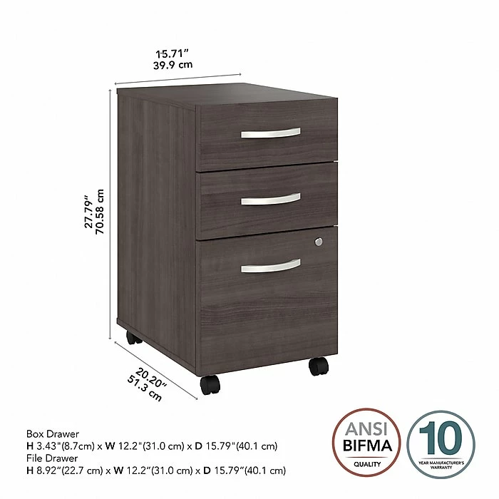 Bush Business Furniture Studio A 3-Drawer Mobile File Cabinet, Locking, Letter/Legal, Storm Gray, 20" (SDF216SGSU-Z) 6 Bush Business Furniture Studio A 3-Drawer Mobile File Cabinet, Locking, Letter/Legal, Storm Gray, 20" (SDF216SGSU-Z) - Image 4