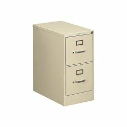 HON 510 Series 2-Drawer Vertical File Cabinet, Locking, Letter, Putty/Beige, 25"D (HON512PL)