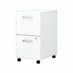 Bush Business Furniture Easy Office 2-Drawer Vertical File Cabinet, Locking, Letter/Legal, Pure White, 20" (EO108WHSU)