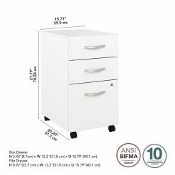 Bush Business Furniture Studio A 3-Drawer Mobile File Cabinet, Locking, Letter/Legal, White, 20" (SDF216WHSU-Z) -File Cabinets Shop unnamed file 2653