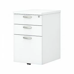 Bush Business Furniture Easy Office 3-Drawer Vertical File Cabinet, Locking, Letter/Legal, Pure White, 20" (EOF116WH-03)