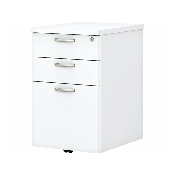 Bush Business Furniture Easy Office 3-Drawer Vertical File Cabinet, Locking, Letter/Legal, Pure White, 20" (EOF116WH-03) 3 Bush Business Furniture Easy Office 3-Drawer Vertical File Cabinet, Locking, Letter/Legal, Pure White, 20" (EOF116WH-03)